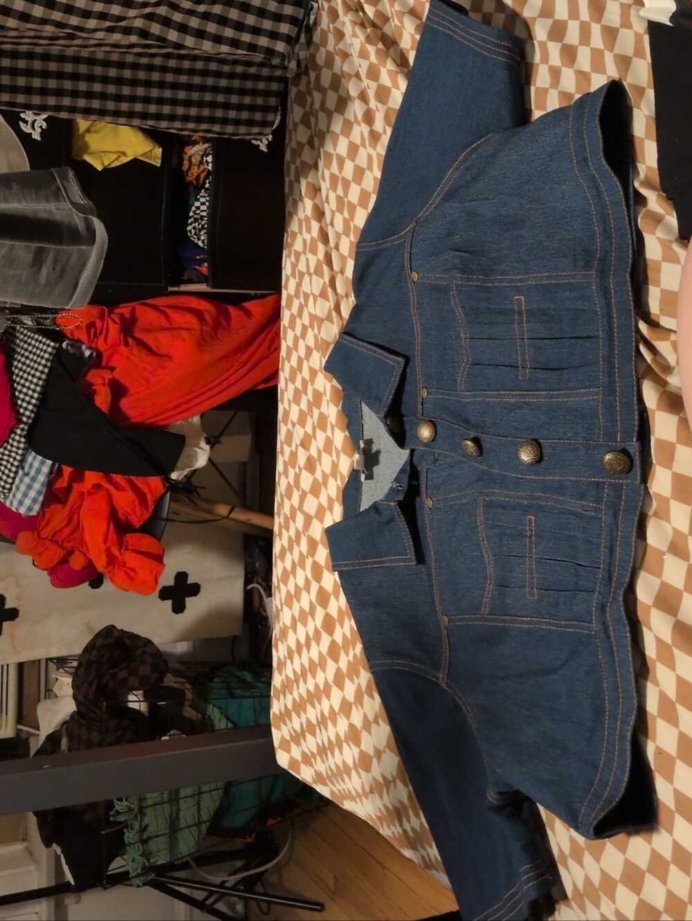 Unique Vintage Dark Blue Denim Bolero Jacket
